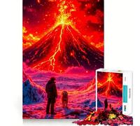 Paesaggio con eruzione vulcanica Puzzle per adulti da 1000 pezzi Gioco di logica Taglio di precisione Bordi lisci Regalo perfetto per riunioni di famiglia (38x52cm)