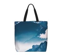 Paesaggio con la borsa di totalizzatore della stampa delle montagne con le borse riutilizzabili alla moda della spalla della chiusura lampo per il lavoro di acquisto,