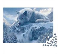 Paesaggio con lupo delle nevi, puzzle da 1000 pezzi, lupo artico addormentato, gioco educativo per adulti, bellissima decorazione, sfida di alta difficoltà, regalo di compleanno, 70x50cm/1000pcs