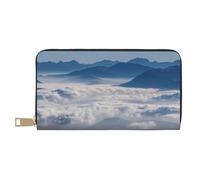 Paesaggio con montagne e nuvole lunga pochette in ecopelle chic eleganti portafogli da donna per donne moderne Porta carte di grande capacità e tasche organizer borsa resistente per i viaggi di tutti