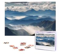 Paesaggio con montagne e nuvole Puzzle da foto 1000 pezzi Puzzle in legno personalizzato Puzzle impegnativo per adulti Immagine personalizzata Puzzle Regali per famiglia Matrimonio amico