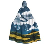 Paesaggio Con Montagne E Nuvole Stampa Adulti Mantello Con Cappuccio Con Mantello Di Halloween Veste Costume Forniture Del Partito