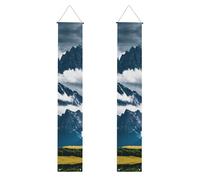 Paesaggio con montagne e nuvole Stampa Banner Decor Ambiente festivo Ogni occasione Porta interna esterna Portico anteriore Di più