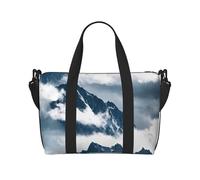 Paesaggio con montagne e nuvole stampa borsa da viaggio a mano con cerniera Weekender borsa da notte per donne uomini Carry On