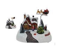 DUE ESSE CHRISTMAS Giostrina Decorazione Natale Casa con Slitta Movimento Luci e Musica 2 Colori