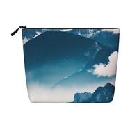Paesaggio con stampa montagne borsa per il trucco carino borsa cosmetica per le donne sacchetto di trucco borsa da viaggio per signora, Nero , Taglia unica