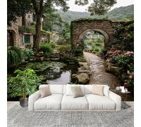 Paesaggio Da Giardino In Stile Europeo Carta da Parati Fotografica Panorama Effetto 250x175 cm Scenario Mondialele Decorazione Pareti per Camera Da Letto Sala Fotomurali In Tessuto Non Tessuto