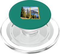 Paesaggio del lago del cratere all'interno di lettere grassetto O escursioni in Oregon PopSockets PopGrip per MagSafe