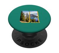 Paesaggio del lago del cratere all'interno di lettere grassetto O escursioni in Oregon PopSockets PopGrip Adesivo