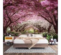 Paesaggio Del Sentiero Dei Ciliegi In Fiore Arte Per Pareti Sfondo Murale Camera Letto Moderna Carta da Parati Panoramica 3D Divano TV Rosa Fotomurali Poster Decorazione Soggiorno 400x280 cm