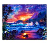 Paesaggio del tramonto Dipingere con i Numeri Adulti,Fai da Te Paint by Numbers Kit con Pennelli Pittura a pigmento Acrilico per Adulti Bambini Olio su Tela Casa Parete Decor - senza Cornice,40x50cm