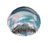 Paesaggio Della Montagna Neve Sotto La Nuvola Bianca Stampa Cuffia Per a Elastica Riutilizzabile Cuffia Per Capelli Da Bagno Cuffia Per Capelli Impermeabile A Doppio Strato,Per Salone Spa Da Do