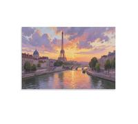 Paesaggio della Senna Quadro Da Parete, Tramonto della Torre Eiffel Poster Opera D'arte | Stampa Su Tela Murale, Uniche Pitture Decor Per La Casa Per Sala Camera Da Letto, Regalo 20x30inch(50x75cm)