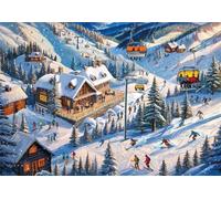 Paesaggio della stazione sciistica Puzzle 700 Pezzi 52x38 cm Puzzle Fai da te,Intrattenimento Creativo - Puzzle Per Adulti E Tutta La Famiglie