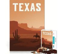Paesaggio desertico del Texas con cowboy - Puzzle per adolescenti - 1000 pezzi - Gioco di allenamento mentale - Semplice e divertente da assemblare - Regalo prezioso 38x26cm