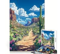 Paesaggio desertico sereno ︰ Cactus e nuvole Puzzle da 1000 pezzi per adolescenti Puzzle logico Treno Giocattolo Antistress Taglio liscio Regalo memorabile (38x26cm)