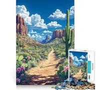 Paesaggio desertico sereno ︰ Cactus e nuvole Puzzle da 1000 pezzi per ragazzi Gioco di logica Gioco di gruppo Taglio di precisione Regalo premuroso (50x75cm)