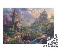 Paesaggio di Castello Fantasy 1000 Pezzi Puzzle Duro per Adulti Fantasy Castello Valle dell'Arcobaleno Premium Spesso Robusto Alta Qualità Vivido Rilassante Gioco 70x50cm/1000 Pezzi