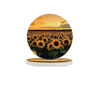 Paesaggio di girasoli Due pezzi Sottobicchieri resistenti al calore Piattini riutilizzabili per bevande Bicchieri da vino Piante Tazze Tazze