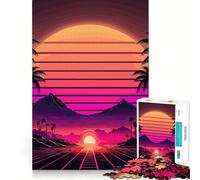 Paesaggio di spiaggia al tramonto per adulti - Puzzle da 1000 pezzi - Gioco di allenamento mentale - Tempo libero - Design - Assemblaggio - Regalo stagionale 38x52cm