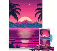 Paesaggio di spiaggia al tramonto - Puzzle per ragazzi da 1000 pezzi - Gioco di logica - Divertimento per tutta la famiglia - Bordo di alta qualità 38x52cm
