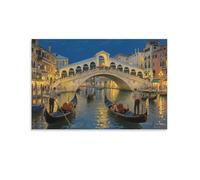 Paesaggio di Venezia Quadro Da Parete, Città d'acqua Poster Opera D'arte | Stampa Su Tela Murale, Classiche Pitture Decor Per La Casa Per Camera Da Letto Corridoio, Regalo 12x18inch(30x45cm)