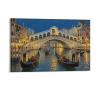 Paesaggio di Venezia Quadro Da Parete, Città d'acqua Poster Opera D'arte | Stampa Su Tela Murale, Speciali Pitture Decor Interna Per Camera Da Letto Corridoio, Regalo 16x24inch(40x60cm)