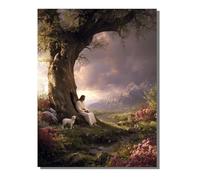 Paesaggio Diamond Painting Bambina, Albero Diamond Painting Kit Completo Puzzle 5D DIY Ricamo Punto Croce Diamantini Crystal Art Mosaico Artigianato Parete Decorazioni Regali 80x100 cm BJHF968