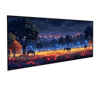 Paesaggio Diamond Painting Kit Completo Cavallo Pittura Diamante 5D Rotondo Completo per Adulti Principiante, Pittura Diamante Strass Ricamo a Punto Croce Painting per Regalo 70x140 cm PJY9 C-Q
