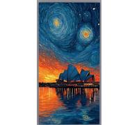 Paesaggio Diamond Painting Kit Completo, Diamond Painting Teatro Dell'Opera Di Sydney Pittura Diamante, Fai da Te 5D Diamantini Crystal Art Kit Punto Croce per Decorazioni da Parete 70x140cm bd24-b9