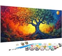 paesaggio Dipingere con i Numeri Adulti, Albero Paint by Numbers Kit Principianti Con 3 Penne, Hobby Creativi Adulti Idee Regalo Donna per Decorazioni Autunnali Casa, 70x140cm (Senza Cornice) J3-26