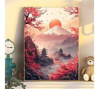 Paesaggio Dipingi con i Numeri Adulti, Dipingere con i Numeri per Bambini, Paint by Numbers Japan con Pennelli e Pigmento Acrilico Dipingere, Kit Pittura Creart Art Decorazione Casa 35x45cm YH2-373