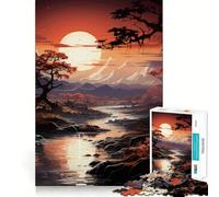 Paesaggio fluviale al tramonto, puzzle da 1000 pezzi per adolescenti, gioco di allenamento mentale, gioco di gruppo, taglio di precisione, regalo per le festività 38x26cm