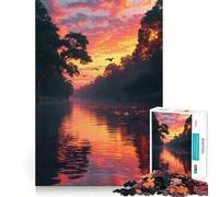 Paesaggio fluviale al tramonto, puzzle da 1000 pezzi per ragazzi, stimola la memoria, rilassante e divertente, con un design accattivante e una piacevole sorpresa 38x26cm