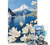 Paesaggio giapponese con lago di montagna e barche a vela, puzzle da 1000 pezzi per adulti, gioco intelligente per attività domestiche, taglio preciso, decorazione da parete (50x75cm)