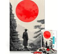 Paesaggio giapponese con samurai sotto la luna rossa, puzzle da 1000 pezzi per adulti, gioco cognitivo, divertente da assemblare, pezzo da collezione (50x75cm)