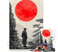 Paesaggio giapponese con samurai sotto la luna rossa, puzzle da 1000 pezzi per ragazzi, gioco di logica, rilassante, di alta qualità, regalo di Natale (38x52cm)