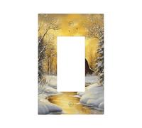 Paesaggio innevato con vecchio interruttore della luce del fienile Piastra da parete Copertura della piastra frontale Singolo Rocker 1 Gang Decorator Outlet Coperture per la casa Cucina Camera Bagno