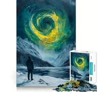 Paesaggio invernale con vortici celesti Puzzle per adulti 1000 pezzi Gioco di memoria e allenamento per la mente Taglio preciso Finitura di alta qualità Un modo coinvolgente per trascorrere