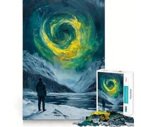 Paesaggio invernale con vortici celestiali Puzzle da 1000 pezzi Gioco di memoria Taglio di alta precisione Sfida interattiva per la mente per la casa (38x52cm)