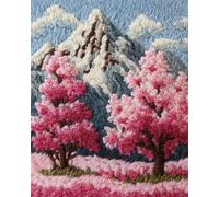 Paesaggio Kit All'Uncinettomontagna Innevata E Alberi In Fiore Kit Per Lavori All'Uncinetto E Ricamo，Kits Per Tappeti Classici Con Uncinetto Per Adulti，Set Di Artigianato 3D Per Decor 35x46in