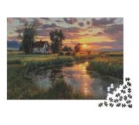 Paesaggio le del Montana|Houses Tramontos| Puzzle Divertenti Per Tutta La Famiglia 1000pcs (75x50cm) Adulti