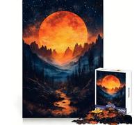 Paesaggio Luna Arancione, Puzzle da 1000 Pezzi per Adulti, Gioco di Sfida Mentale, Divertimento da Creare Insieme, Qualità, Taglio Squisita, Regalo (38x26cm)