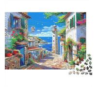 Paesaggio Marino 1000 Pezzi Vicolo Costiero Set Cartone Riciclato Rilassamento Sollievo dallo Stress per Decorazione Murale Regalo Anniversario Puzzle 70x50cm