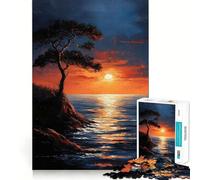 Paesaggio marino al tramonto con albero, puzzle da 1000 pezzi per adolescenti, gioco di allenamento mentale, gioco di gruppo, taglio di precisione, regalo per le festività 38x26cm