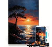 Paesaggio marino al tramonto con albero, puzzle da 1000 pezzi per adulti, gioco di logica e intrattenimento rilassante, pezzo di alta qualità 38x52cm