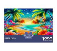 Paesaggio marino colorato scena notturna tropicale 1000 pezzi puzzle per adulti The Impossible Challenge sviluppo del cervello 38x26 cm/1000 pezzi