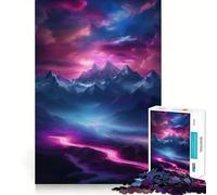 Paesaggio montano al neon, puzzle da 1000 pezzi per adulti, rompicapo, evasione rilassante, schema di montaggio, regalo di Babbo Natale (38x52cm)