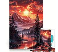 Paesaggio montano al tramonto con baita Puzzle da 1000 pezzi per adolescenti, ideale per rafforzare la memoria, per la casa e il tempo libero, con bordi puliti, un regalo prezioso (38x26cm)