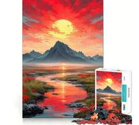 Paesaggio montano al tramonto, puzzle da 1000 pezzi per adolescenti, gioco rilassante con bordi ordinati, articolo dei desideri di Babbo Natale 38x26cm
